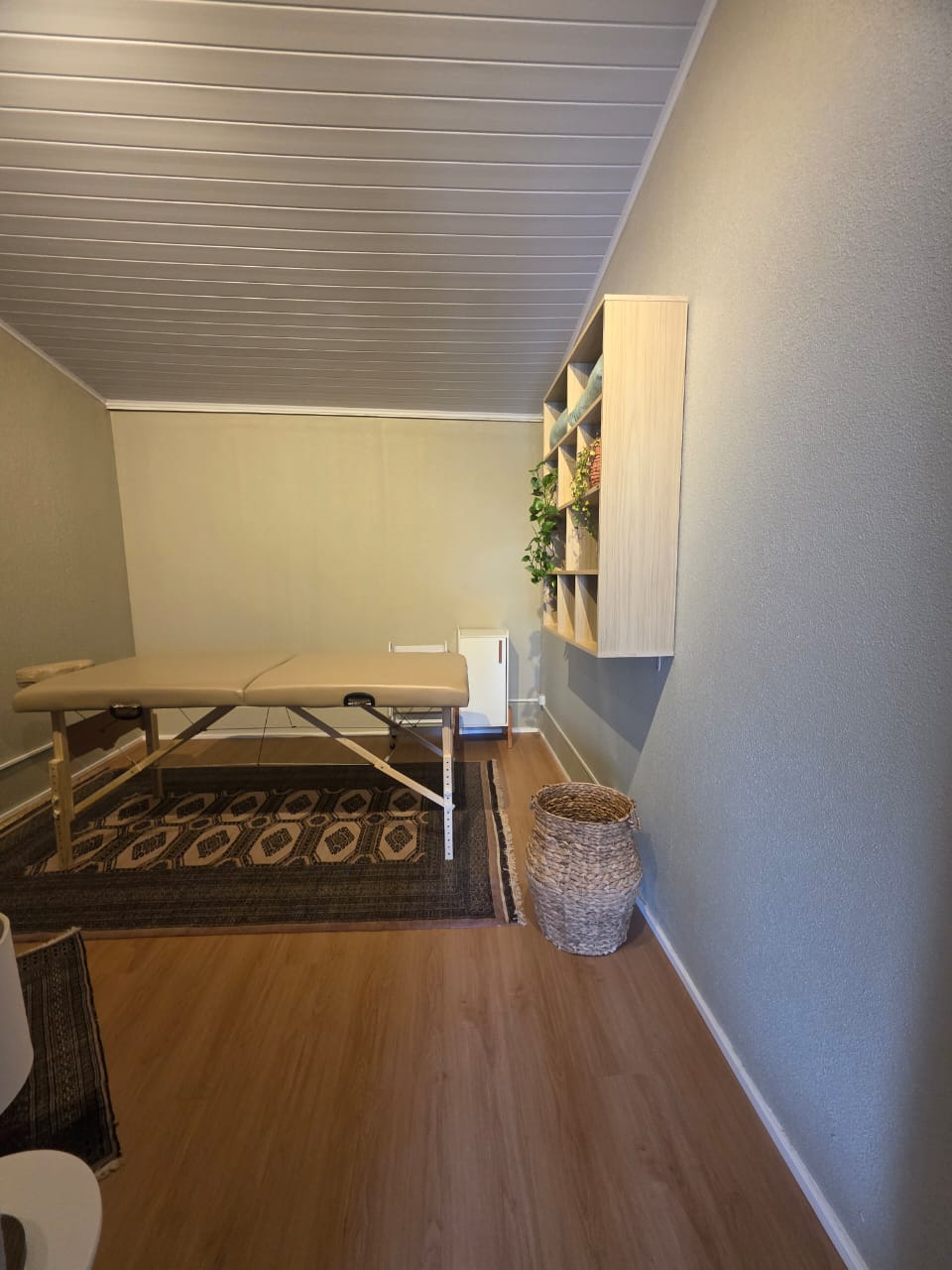 Sala 03 — sala de maca com teto inclinado e nicho